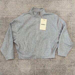 Adanola Waffle Full Zip Funnel Neck Sweatshirt